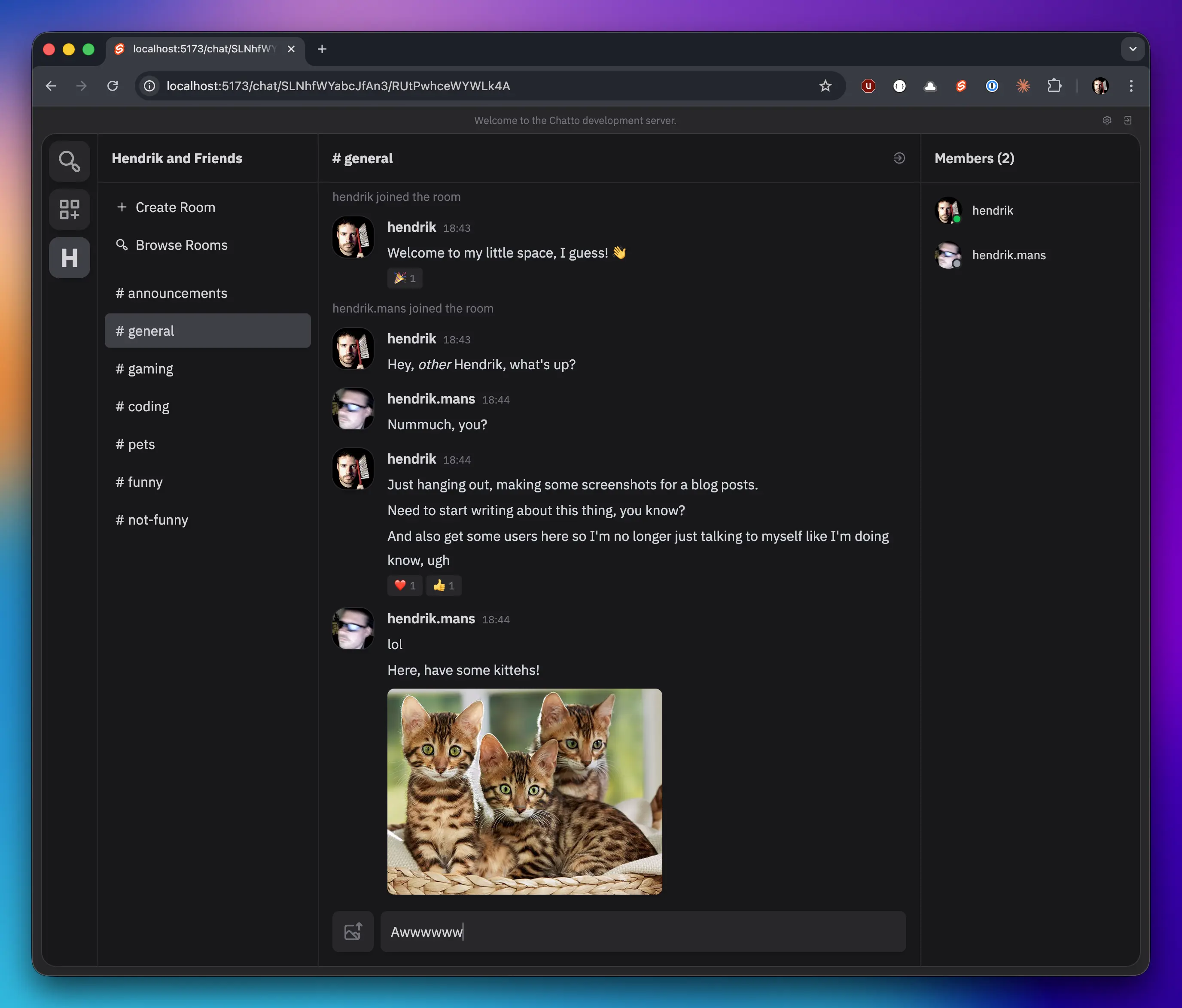 A screenshot of Chatto